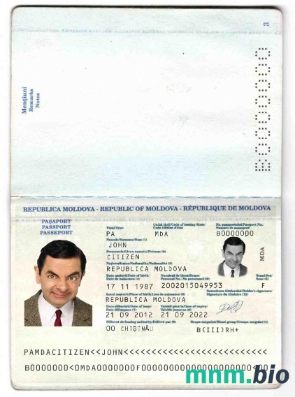 Paszport Mołdawii (2011-2014) przykład w formacie PSD